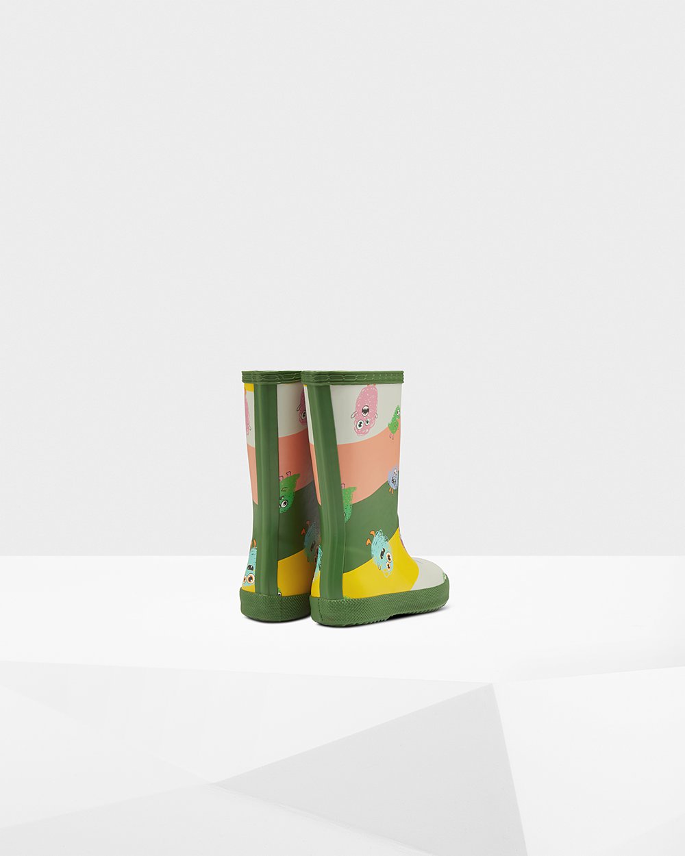 Botas de Lluvia Hunter Niños - Original First Classic Scribble Print - Verdes - TROPKHQ-15